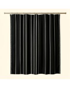 Spruce Crossing Shower Curtain Hanging Flat From A Plain Rod - Black (synthetic illustration; no displayed measurements)