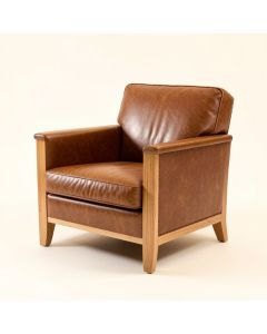 Carl 42 '' Wide Top Grain Leather Armchair (synthetic illustration; no displayed measurements)