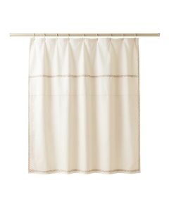Laurel Edge Shower Curtain Hanging Flat From A Plain Rod - Ivory
