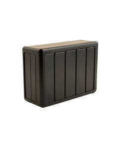 Hazel Bridge Narrow Outdoor Storage Bench - Black (synthetic illustration; no displayed measurements)