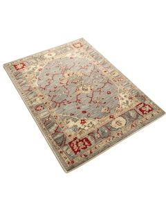 Villegas Oriental Machine Made Power Loom Wool/Polyester Beige/Gray/Red Area Rug
