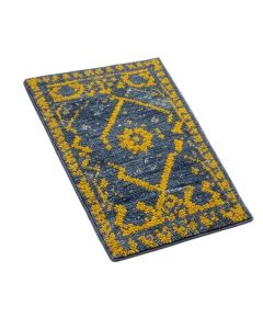 Talmo Bohemian Hand-Hooked Wool Blue/Yellow Area Rug (synthetic illustration; no displayed measurements)