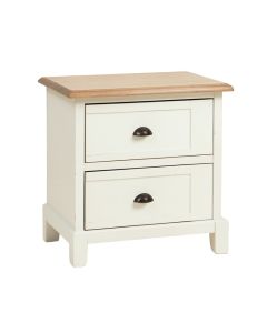 Theresa Antique French Country Cottage Two-Tone White And Oak Finished 2-Drawer Wood Nightstand