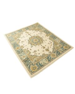 Hillsby Oriental Ivory Cream/Teal/Yellow Area Rug