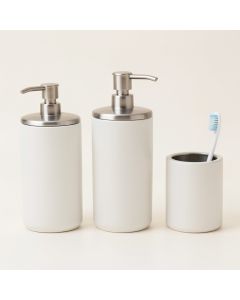 Dasheil Embossed Glazed Ceramic 3 Piece Bathroom Accessory Set (synthetic illustration; no displayed measurements)