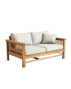 Debby 82.6 '' Wide Outdoor Teak Patio Sofa With Cushions (synthetic illustration; no displayed measurements)