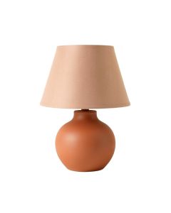 Field Canyon Table Lamp With A Plain Fabric Shade - Terracotta