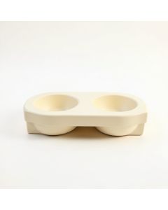 Ash Edge Pet Feeding Stand With Two Plain Empty Bowls - Cream (synthetic illustration; no displayed measurements)