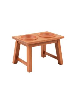 Dune Falls Pet Feeding Stand With Two Plain Empty Bowls - Terracotta