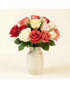 Elegant Artificial Roses Floral Arrangement In Vase (synthetic illustration; no displayed measurements)
