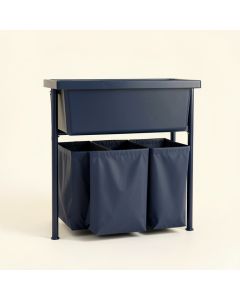 Bay Branch Laundry Sorting Station With Plain Removable Bags - Navy (synthetic illustration; no displayed measurements)