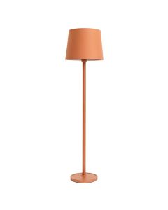 Maple Bridge Floor Lamp With A Plain Fabric Shade - Terracotta (synthetic illustration; no displayed measurements)