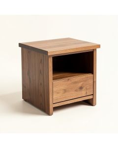 Aule Solid Wood End Table With Storage (synthetic illustration; no displayed measurements)