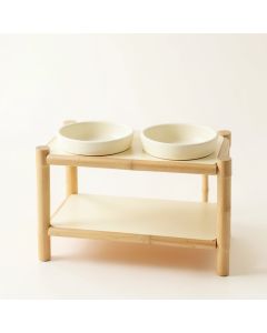 Briar Brook Pet Feeding Stand With Two Plain Empty Bowls - Cream (synthetic illustration; no displayed measurements)