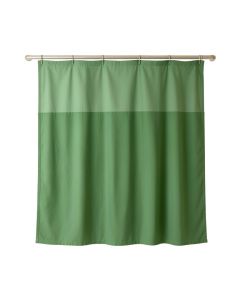 Maple Arc Shower Curtain Hanging Flat From A Plain Rod - Green (synthetic illustration; no displayed measurements)