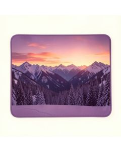 Winter Landscape In The Mountains Sunset Majestic Scenes From The World Photo White Brown Mauve Kitchen Mat (synthetic illustration; no displayed measurements)