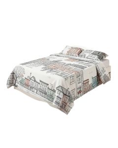Baen Buildings On Woodward Avenue In Downtown Artistic Sketchy Urban Scene Duvet Cover Set (synthetic illustration; no displayed measurements)