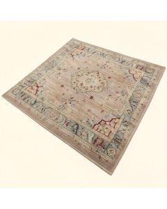 Wais Oriental Machine Made Power Loom Wool/Polyester Beige/Gray/Red Area Rug (synthetic illustration; no displayed measurements)