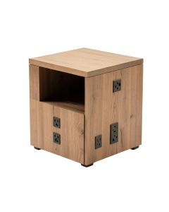 End Table With Storage And Built-In Outlets (synthetic illustration; no displayed measurements)