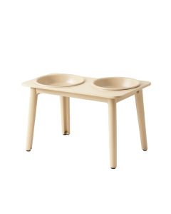 Flint Crest Pet Feeding Stand With Two Plain Empty Bowls - Beige (synthetic illustration; no displayed measurements)