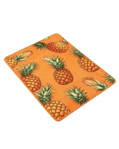 Vintage Pattern Of Tropical Exotic Climate Fruits Pineapples Hawaii Summer Design Orange White Kitchen Mat (synthetic illustration; no displayed measurements)
