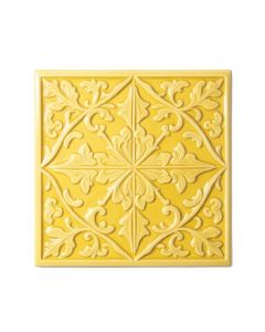 11.8 '' X 11.8 '' Ceramic Talavera Decorative Tile In Yellow (synthetic illustration; no displayed measurements)