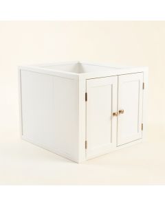 Birch Crossing Empty Furniture-Style Litter Enclosure - White (synthetic illustration; no displayed measurements)