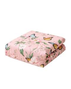 Lacy Pastel Floral With Butterfly And Lotus Figures Meditation Design Duvet Cover Set (synthetic illustration; no displayed measurements)