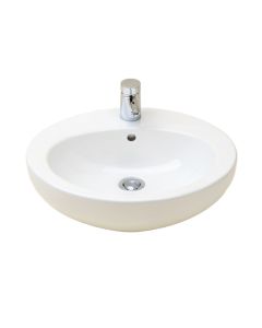 White Ceramic Oval Undermount Bathroom Sink With Overflow