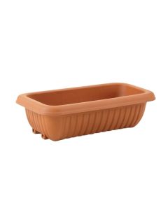 Alder Bluff Empty Railing Planter With Integral Brackets - Terracotta