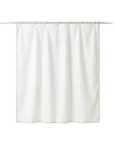 Slate Crossing Shower Curtain Hanging Flat From A Plain Rod - White
