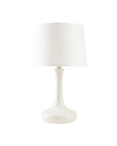 Reed Arc Table Lamp With A Plain Fabric Shade - White (synthetic illustration; no displayed measurements)
