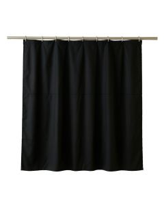 River Arc Shower Curtain Hanging Flat From A Plain Rod - Black (synthetic illustration; no displayed measurements)