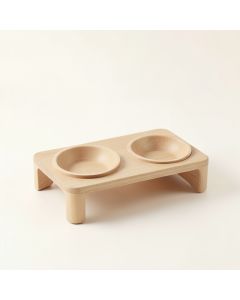 Briar Bridge Pet Feeding Stand With Two Plain Empty Bowls - Beige (synthetic illustration; no displayed measurements)