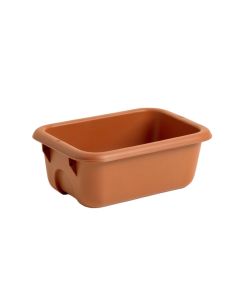 Brook Crest Empty Railing Planter With Integral Brackets - Terracotta (synthetic illustration; no displayed measurements)