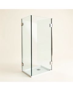 Kinkade Xl 32.25 '' W X 80 '' H Hinged Frameless Shower Door (synthetic illustration; no displayed measurements)