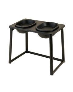 Meadow Crest Pet Feeding Stand With Two Plain Empty Bowls - Black (synthetic illustration; no displayed measurements)