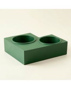 Maple Arc Pet Feeding Stand With Two Plain Empty Bowls (synthetic illustration; no displayed measurements)