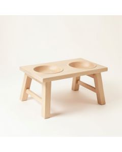 Rowan Canyon Pet Feeding Stand With Two Plain Empty Bowls - Beige (synthetic illustration; no displayed measurements)