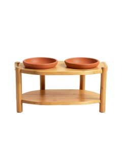Stone Brook Pet Feeding Stand With Two Plain Empty Bowls - Terracotta (synthetic illustration; no displayed measurements)
