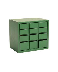 Summit Bluff Small-Parts Storage Drawer Cabinet - Green (synthetic illustration; no displayed measurements)