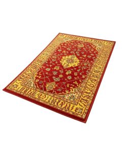 Aletha Machine Made Power Loom Wool And Polyester Red/Yellow Area Rug