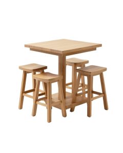 Dining Bar Table Set Counter Height With 4 Pub Stool