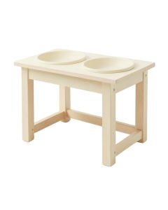 Flint Bluff Pet Feeding Stand With Two Plain Empty Bowls - Cream