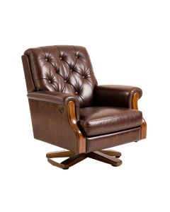 Kirby 35.5 '' Wide Tufted Genuine Leather Swivel Club Chair (synthetic illustration; no displayed measurements)