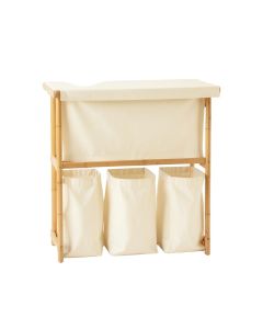 Rowan Bend Laundry Sorting Station With Plain Removable Bags - Cream