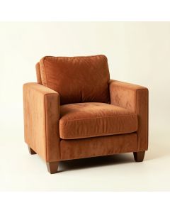 Oak Crest Upholstered Armchair - Terracotta (synthetic illustration; no displayed measurements)