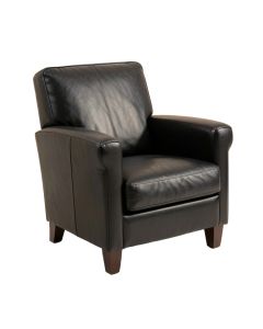 Leather Upholstered Arm Chair In Black (synthetic illustration; no displayed measurements)