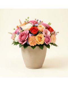 Mixed Centerpiece In Planter (synthetic illustration; no displayed measurements)