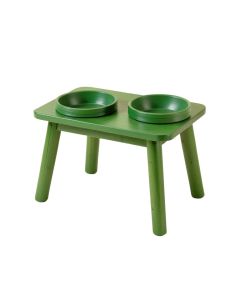 Cliff Dell Pet Feeding Stand With Two Plain Empty Bowls - Green